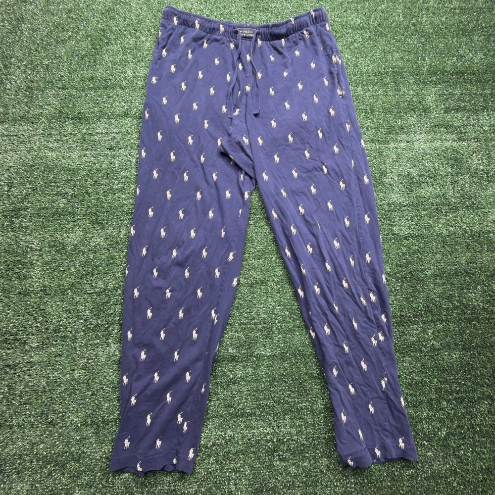 Polo Ralph Lauren Mens Navy Blue All Over Pony Print Pajama Pants Size Medium